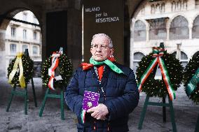 The Deposition Of The Crowns In Memory Of The Fallen Of The Resistance During The Liberation Day At Loggia Dei Mercanti In Milan