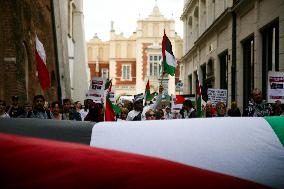 Solidarity Protest With Palestine In Krakow