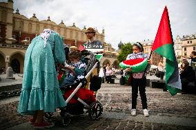 Solidarity Protest With Palestine In Krakow
