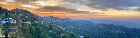 Sunrise over the hill station of Mussoorie