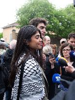 Rima Hassan Leaves The Police Station - Paris