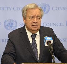 U.N. chief meets press over Gaza crisis