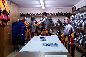 Recruits Of The Pontifical Swiss Guard Prepare For The Oath