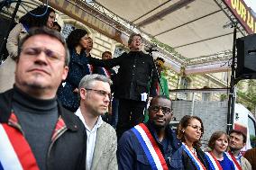 Members of LFI during Labour Day rally - Paris