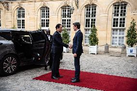 France's Prime Minister Gabriel Attal Welcomes Japan's Prime Minister Fumio Kishida
