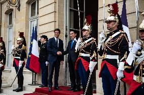 France's Prime Minister Gabriel Attal Welcomes Japan's Prime Minister Fumio Kishida