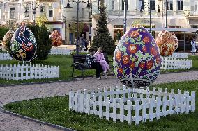 Traditional open-air exhibition of Podillia giant pysankas opens in Vinnytsia