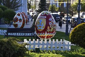 Traditional open-air exhibition of Podillia giant pysankas opens in Vinnytsia