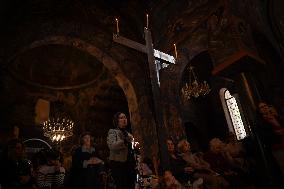 The Ceremony Of Christ's Deposition From The Cross For The Greek Orthodox Easter