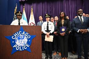 Press Conference Announcing Arrest Of Xavier Tate Jr. In Death Of Chicago Police Officer Luis Huesca