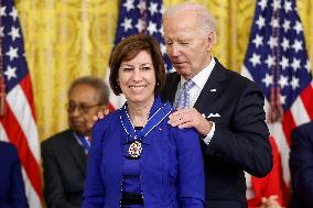 President Biden presents Ochoa with the Presidential Medal of Freedom
