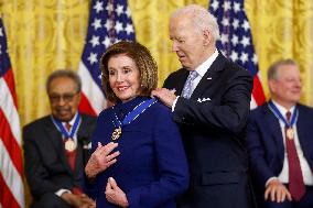 President Biden presents Pelosi with the Presidential Medal of Freedom