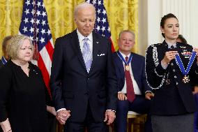 President Biden presents Shepard with the Presidential Medal of Freedom