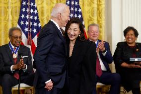 President Biden presents Yeoh with the Presidential Medal of Freedom