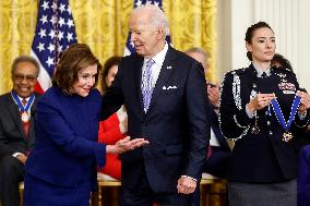 President Biden presents Pelosi with the Presidential Medal of Freedom