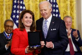 President Biden presents Lautenberg with the Presidential Medal of Freedom
