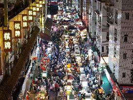 Tourists Gather at A Night Market in Nanning