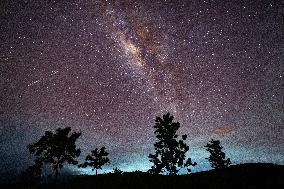 Eta Aquarids Meteor Shower Appears In The Night Sky.