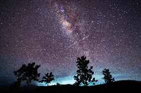 Eta Aquarids Meteor Shower Appears In The Night Sky.
