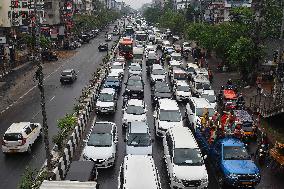 Heavy Traffic Jam In Guwahati