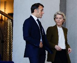 President Macron Meets Ursula von der Leye - Paris