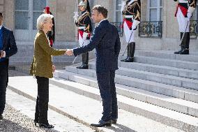 President Macron Meets Ursula von der Leye - Paris