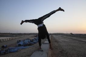 Young Palestinians Practicing Parkour - Rafah