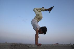 Young Palestinians Practicing Parkour - Rafah