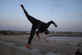 Young Palestinians Practicing Parkour - Rafah