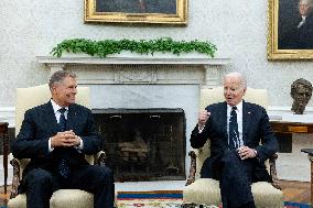 US President Joe Biden hosts President of Romania Klaus Iohannis