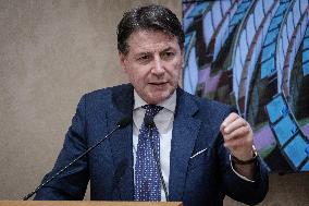 Press Conference With Former Prime Minister Giuseppe Conte On Pensions In The National Health System