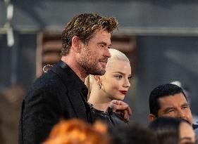 Anya Taylor-Joy and Chris Hemsworth Arrive At Jimmy Kimmel On Mad Max Carriage - LA