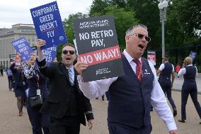 American Airline Flight Attendants Hold A Right To Strike Rally