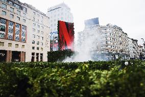 The Photocall For The Inauguration Of The Netflix Maze Installation On The Occasion Of The Release Of The Movie The Tearsmith