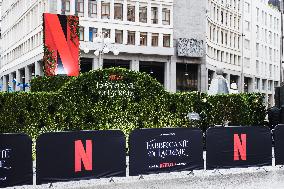 The Photocall For The Inauguration Of The Netflix Maze Installation On The Occasion Of The Release Of The Movie The Tearsmith