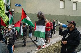 Protest In Favor Of Gaza At The PSOE Headquarters In Santander