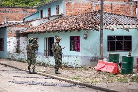 Colombia's Police and Army at Aftermath of Grenade Attack in Jamundi, Colombia