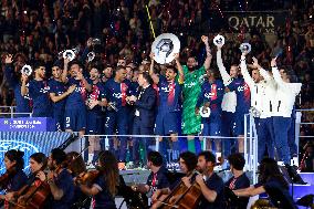 PSG Celebrates 2023-2024 Ligue 1 Championship Trophy