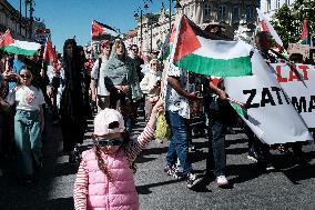 Pro Palestine Demonstration in Warsaw, Poland