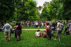 People At Retiro Park In Madrid