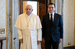 Pope Francis During Private Audience - Vatican