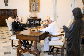 Pope Francis During Private Audience - Vatican