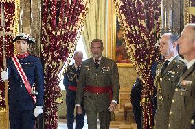King Felipe Attends A Military Audience - Madrid