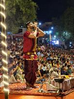 Hindu Priests Performing Evening Prayers at Ganges River