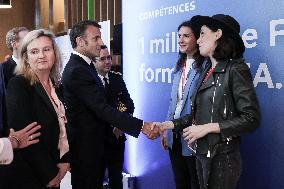 President Macron At The Microsoft Headquarters In Issy-les-Moulineaux