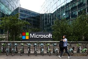 President Macron At The Microsoft Headquarters In Issy-les-Moulineaux