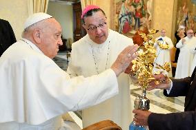 Pope Francis Receives Monastic Community of Montevergine Abbey