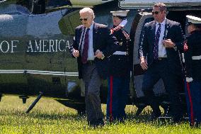 US President Joe Biden returns to Washington from Rehoboth Beach, Delaware