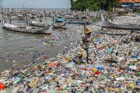 Beach Full With Trash In Indonesia