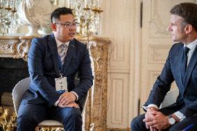President Macron Meets SVOLT CEO Hongxin Yang - Versailles
